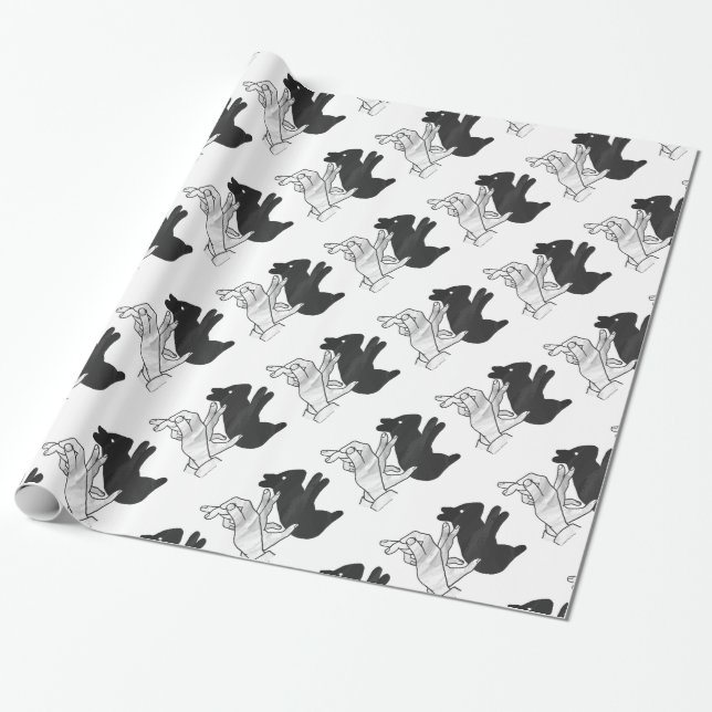 Hand Silhouette Rabbit Wrapping Paper (Unrolled)