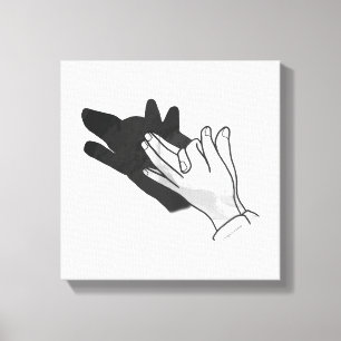 Hand Silhouette Wolf Canvas Print