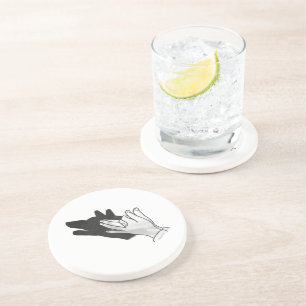 Hand Silhouette Wolf Coaster