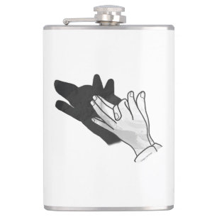Hand Silhouette Wolf Hip Flask