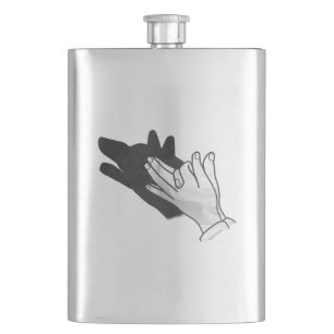 Hand Silhouette Wolf Hip Flask
