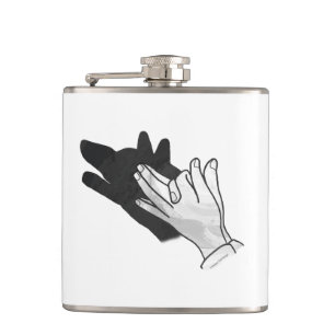 Hand Silhouette Wolf Hip Flask