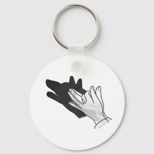Hand Silhouette Wolf Key Ring