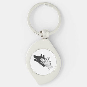 Hand Silhouette Wolf Key Ring
