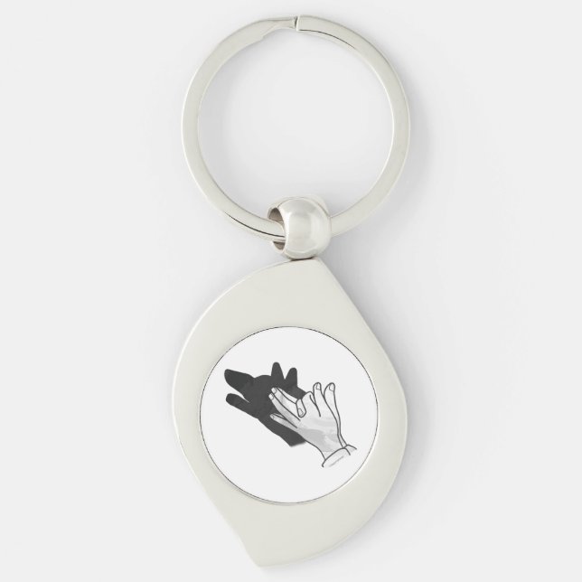Hand Silhouette Wolf Key Ring (Front)