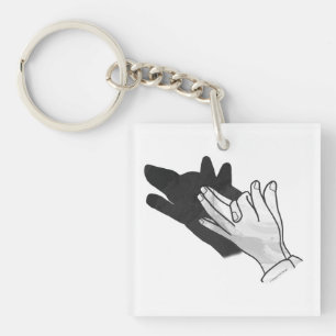 Hand Silhouette Wolf Key Ring