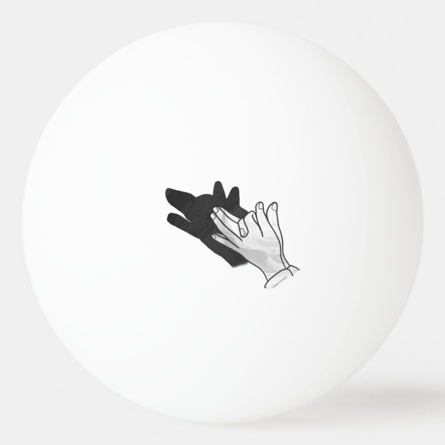Hand Silhouette Wolf Ping Pong Ball (Back)