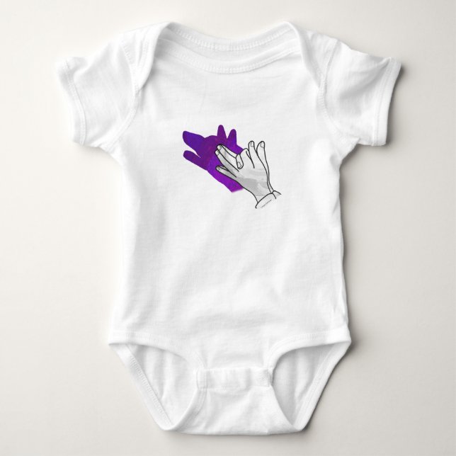 Hand Silhouette Wolf Purple Baby Bodysuit (Front)