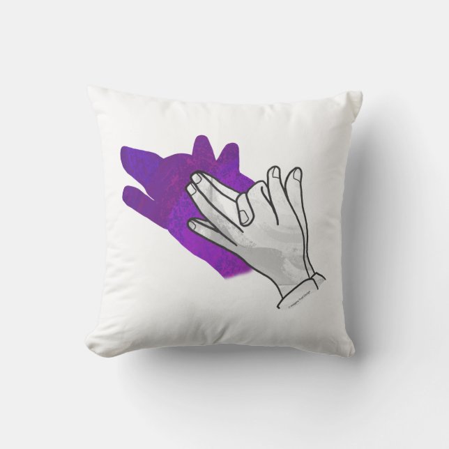 Hand Silhouette Wolf Purple Cushion (Front)