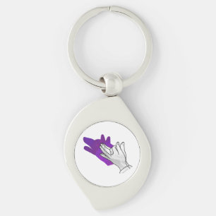 Hand Silhouette Wolf Purple Key Ring