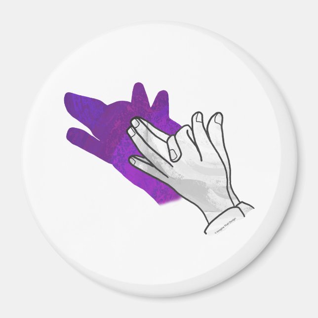 Hand Silhouette Wolf Purple Magnet (Front)