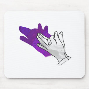 Hand Silhouette Wolf Purple Mouse Mat