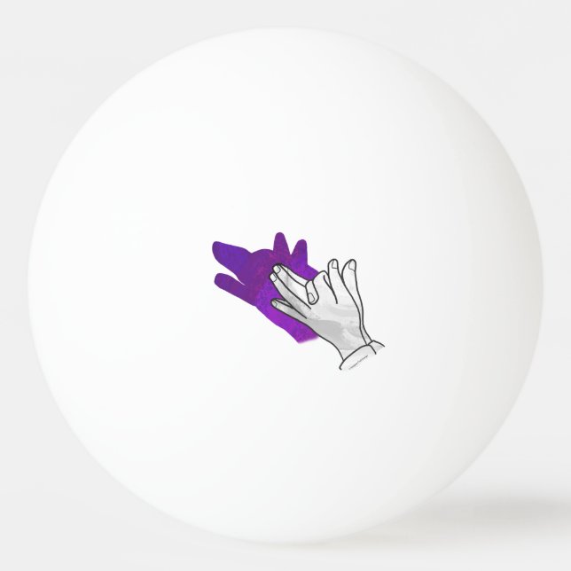 Hand Silhouette Wolf Purple Ping Pong Ball (Back)