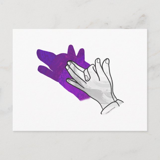 Hand Silhouette Wolf Purple Postcard (Front)