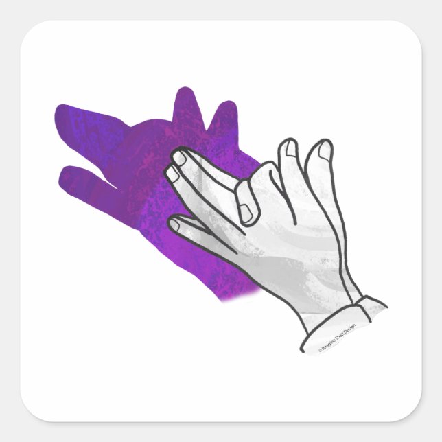 Hand Silhouette Wolf Purple Square Sticker (Front)