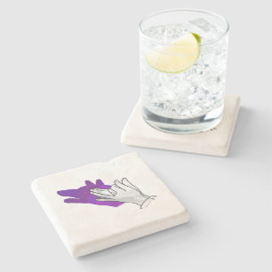 Hand Silhouette Wolf Purple Stone Coaster