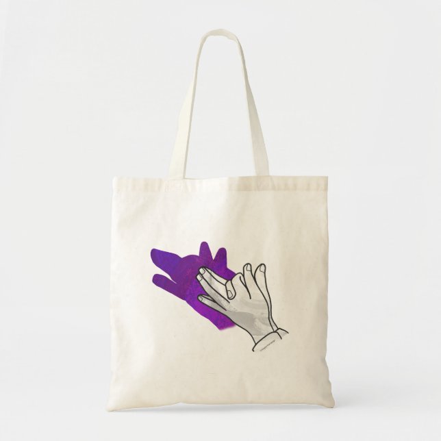 Hand Silhouette Wolf Purple Tote Bag (Front)