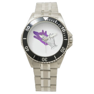 Hand Silhouette Wolf Purple Watch