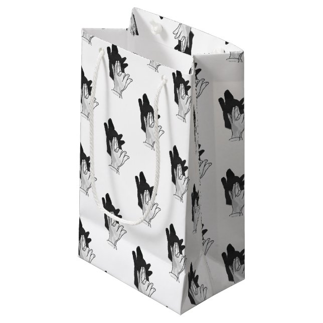 Hand Silhouette Wolf Small Gift Bag (Front Angled)