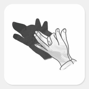 Hand Silhouette Wolf Square Sticker