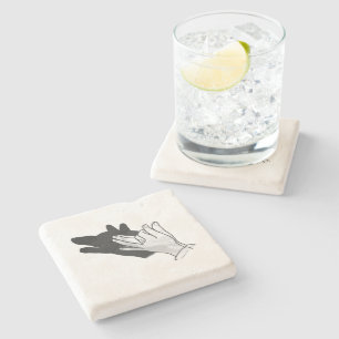 Hand Silhouette Wolf Stone Coaster