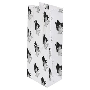 Hand Silhouette Wolf Wine Gift Bag