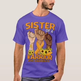 Hand Sister Of A Warrior ADHD Awareness Sunflower  T-Shirt