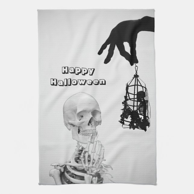 Hand Skeleton Halloween Kitchen Towels (Vertical)