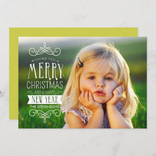 Hand Sketched Banner Holiday Photo Greeting Card