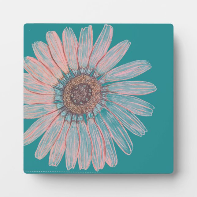 Hand sketched Flower Tabletop Plaque with Easel (Front)