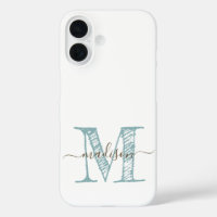 Hand Sketched Monogram Blue Green