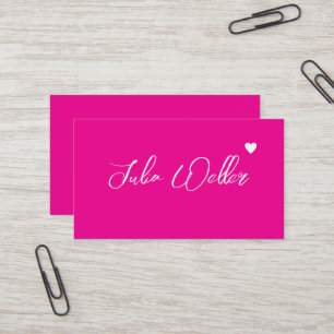 Hand Sketched Name with Heart Hot Pink Business Card