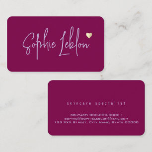 Hand Sketched Name with Heart wine colour Business Card