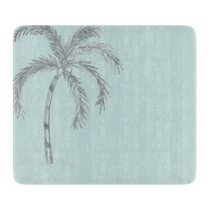 Hand sketched Palm tree with fronds blackand white Cutting Board
