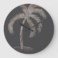Hand sketched Palm tree with fronds blackand white