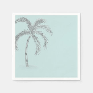 Hand sketched Palm tree with fronds blackand white Napkin