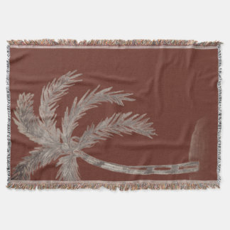Hand sketched Palm tree with fronds blackand white Throw Blanket