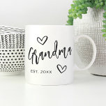 Hand Sketched Script Grandma Year Established Coffee Mug<br><div class="desc">Create a sweet keepsake for grandma with this simple design that features "Grandma" in hand sketched script lettering accented with hearts. Personalise with the year she became a grandmother for a cute Mother's Day or pregnancy announcement gift.</div>