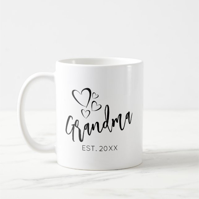 Hand Sketched Script Grandma Year Established  Coffee Mug (Left)