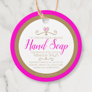 Hand soap ingredients pink gold product tag