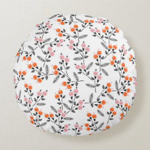 Hand stitch Embroidery Seamless pattern with liber Round Cushion