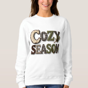 Hand Stitched Cozy Season Winter Text Sweater