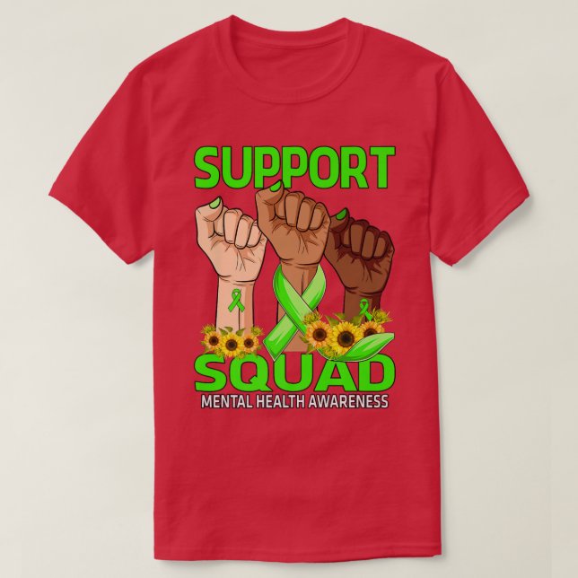 Hand Support Squad Mental Health Awareness Sunflow T-Shirt (Design Front)