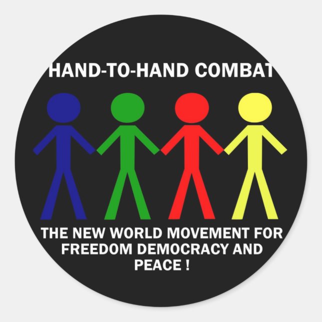 HAND-T0-HAND COMBAT... CLASSIC ROUND STICKER (Front)