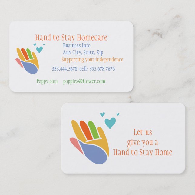 Hand to Stay Home Care Business Card (Front/Back)