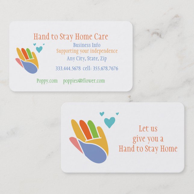 Hand to Stay Home Care Business Card (Front/Back)