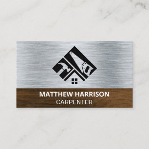 Hand Tools Logo Metal Wood Business Card