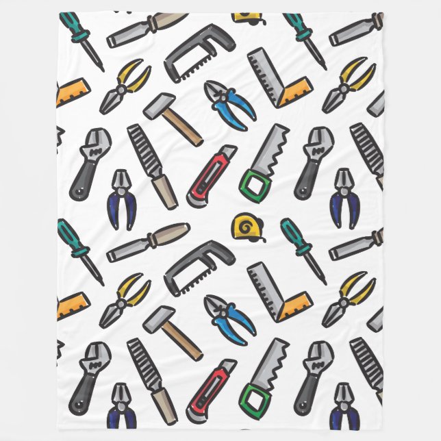 Hand tools pattern color fleece blanket (Front)