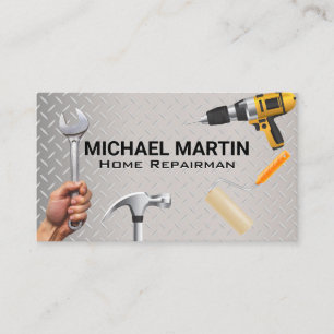 Hand Tools   Steel Background Business Card