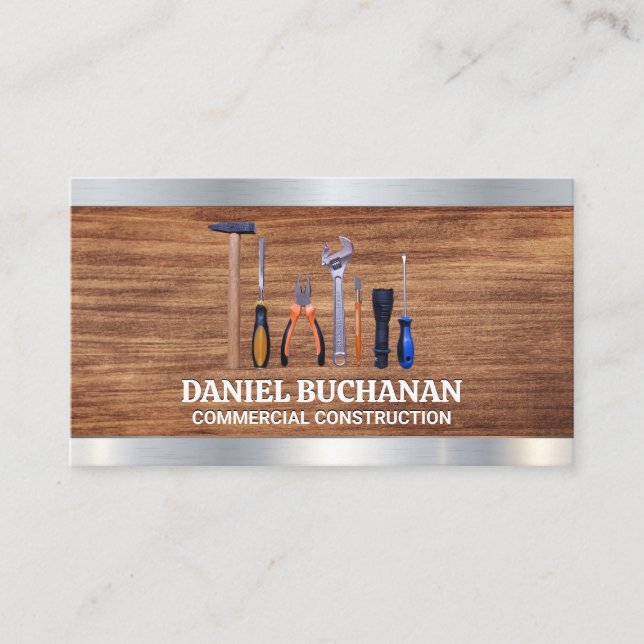 Hand Tools | Wood and Metal Business Card (Front)
